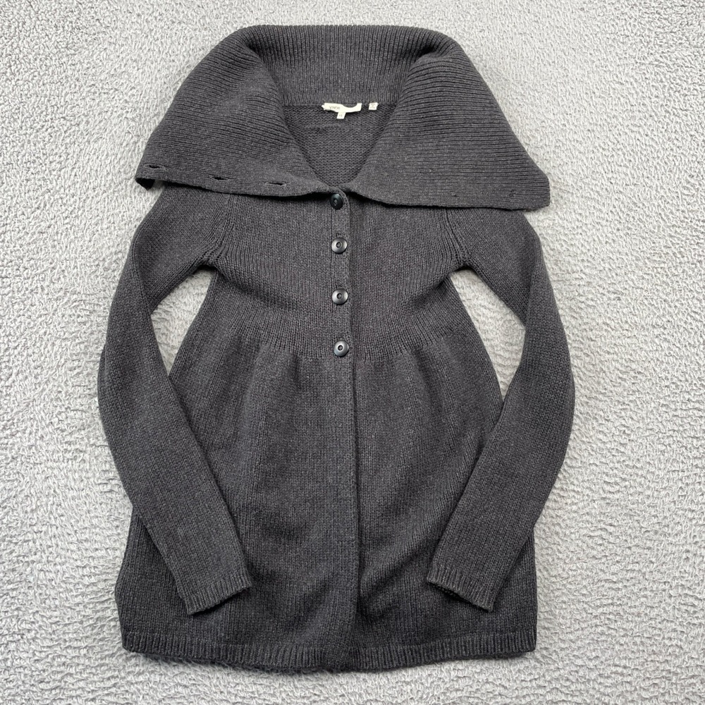 Vince Cardigan Womens XS Gray Wool Blend Shawl Collar Babydoll Button Front Knit